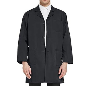 Venta al por mayor personalizado bordado negro laboratorio Batas para Mujeres Hombres Unisex laboratorio Bata para Mujeres manga completa algodón largo médico abrigo - Product Image 6