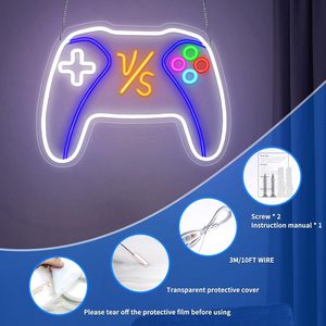 Enseigne néon <span class=keywords><strong>VS</strong></span> Gamepad - Lumière <span class=keywords><strong>LED</strong></span> blanc chaud alimentée par USB, indice IP20, pour salle de jeux/décoration de chambre d'adolescent - Product Image 6