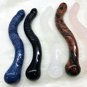 Natuurlijke Kristallen Yoni Staven Yoni Verstevigende Staaf Roze Kwarts Realistische Dildo Dubbele Kop Zwarte Obsidiaan Kristal Dildo voor Vrouwen - Product Image 3