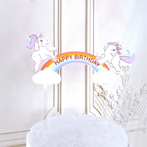 Adorno de pastel de <span class=keywords><strong>unicornio</strong></span> de acrílico de tamaño personalizable para fiesta temática suministro de decoración de pasteles - Product Image 5