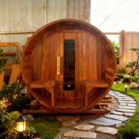 Sauna en bois massif moderne Boyce - Bois de cèdre rouge entier (traité thermiquement) Surface lisse Systèmes de chauffage électriques doubles Infrarouge