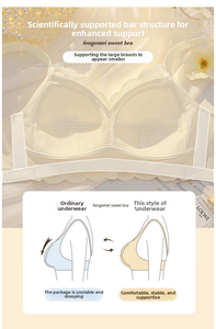 Sujetador de verano para mujer sin aros, de encaje, tejido liso, con copa 3/4, antideslizante, con tirantes ajustables, fino, para pechos grandes y pequeños - Product Image 4