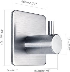 Promotion Silver Matte Black Towel <b>Hooks</b> Stainless Steel Rustproof Bathroom <b>Adhesive</b> Towel Coat <b>Hook</b> Metal Wall <b>Hook</b> - Product Image 3