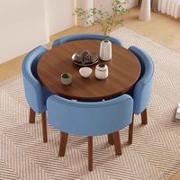 Ensemble de table à manger moderne en bois, ronde et carrée, gain de place, petite table à manger de 80 cm de diamètre, plateau en MDF avec revêtement en cuir PU/tissu, meubles de salle à manger
