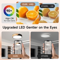 Lámpara de Techo Moderna de Madera, Regulable, 30W 50W 70W, 3CCT, Control Remoto, Redonda, para Dormitorio, Luces LED de Techo