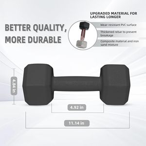 Haltères hexagonaux personnalisés en fonte recouverts de caoutchouc durable, 5 lb, anti-roulement, tête carrée, pour équipement de fitness à domicile et exercices corporels - Product Image 2