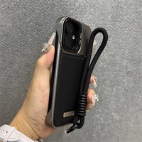 Couverture rigide sans fil avec lanière étui magnétique pour iPhone 16 15 14 Pro Max Plus 13 12 11 étuis de placage de support