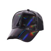 Casquette de baseball 6 panneaux en PU holographique tissé, style vintage classique, personnalisable, respirante, couleur réfléchissante, sportive, en dobby
