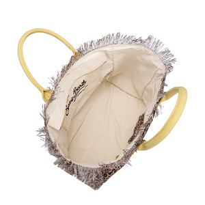 Commercio all'ingrosso 2025 nuova borsa di tendenza in tela di grande capacità borsa da spiaggia stile leopardo giallo <span class=keywords><strong>borsetta</strong></span> con chiusura aperta - Product Image 4