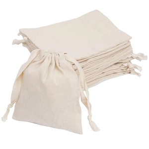 Sac en toile de coton personnalisé avec logo imprimé, sac à cordon pour légumes et aliments, sac de transport portable - Product Image 1