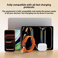 Câble de charge rapide magnétique USB-A 240W quatre-en-un avec connecteurs Micro USB/Type-C, gaine tressée en filet, pur
