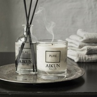 Set de Aromaterapia AIKUN con Difusor de Varillas y Vela en Envase de Vidrio, Aroma a Almizcle Blanco, para Hoteles, Spas y Regalos