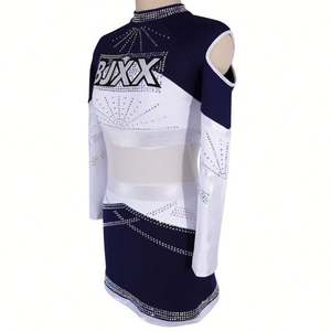 Uniforme de conception de costumes de pom-pom-pom girl noir et blanc porté par les équipes de pom-pom girl - Product Image 2