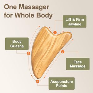 Outil <span class=keywords><strong>Gua</strong></span> <span class=keywords><strong>Sha</strong></span> pour le visage et le corps en bois d'olivier naturel, masseur de drainage lymphatique, massage facial, sculpture de la ligne du menton, anti-gonflement - Product Image 2