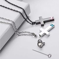 Nom personnalisé acier inoxydable pierre de naissance croix pendentif ouvert bouteille de parfum de poils d'animaux pour commémorer les êtres chers urne cendres pendentif