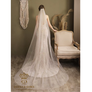 QUEENSGOWN luxe voiles de mariée brillant paillettes maille tissu haute qualité robe de mariée accessoires brillant paillettes voiles - Product Image 1