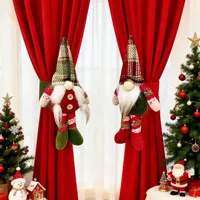 Attaches de rideau mignons en forme de gnomes de Noël Mr et Mme pour décorations de fenêtre et fournitures de décoration de Noël