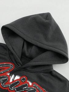 Sudadera con capucha para hombre, estilo Y2K, oversize, con pedrería, estampado digital gráfico, hombros caídos, corte holgado y corto, personalizada de alta calidad - Product Image 4