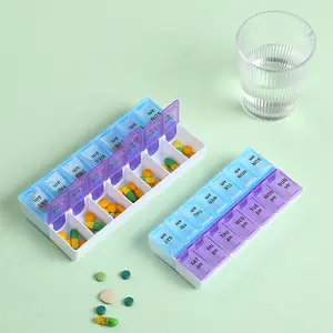 Pilulier hebdomadaire deux fois par jour 1 pilulier 14 compartiments pilulier pour la vente en gros