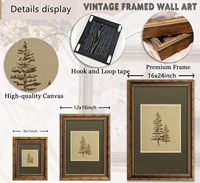 Décoration murale sur toile style ferme, motif pin, encadrée or vintage, vert et gris, échantillons OEM ODM prêts en moins d'une journée