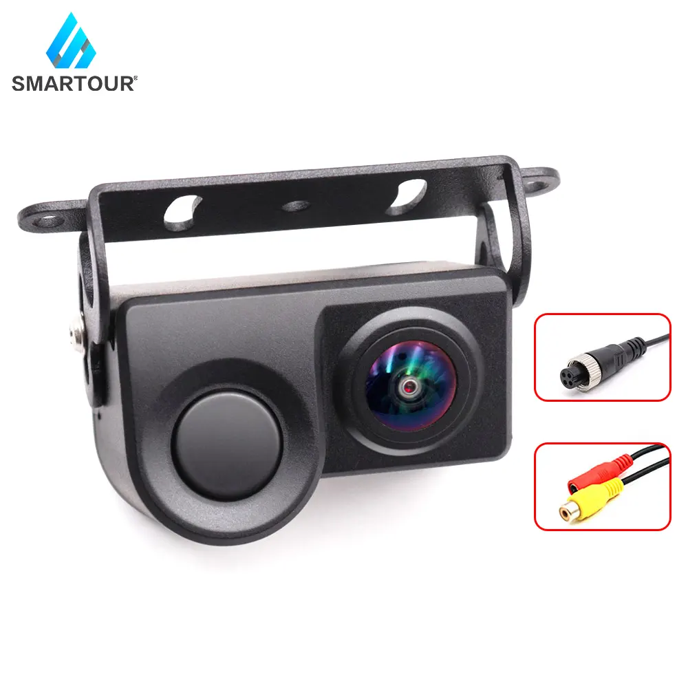 Smartour 2 in 1 Sound Alarm Car Reverse Backup Video Parking Sensor Radar System Camera Reversing Parking Camera For Truck Bus