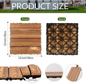 Baldosas de Madera de Acacia Carbonizada para Exterior, Precio de Fábrica al por Mayor, 30*30*2.3cm, Baldosas Modernas para Patio, DIY - Product Image 4
