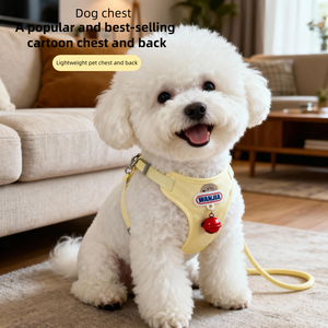 Дышащая сетчатая шлейка Wanjia с узором в виде медведя для собак, нетоксичная, с колокольчиком, регулируемая, защита от побега, для маленьких и средних собак - Product Image 3