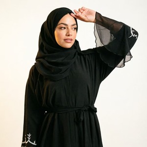 Abaya <span class=keywords><strong>Nera</strong></span> con Perle per Donne, <span class=keywords><strong>Abbigliamento</strong></span> Islamico Modesto Aperto - Product Image 1
