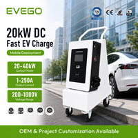 EVEGO TUV CE ISO15118 Chargeur mobile ultra-portable compact IP55 pour véhicules électriques, station de charge DC commerciale CCS1 NACS, application, nouveau 20kW