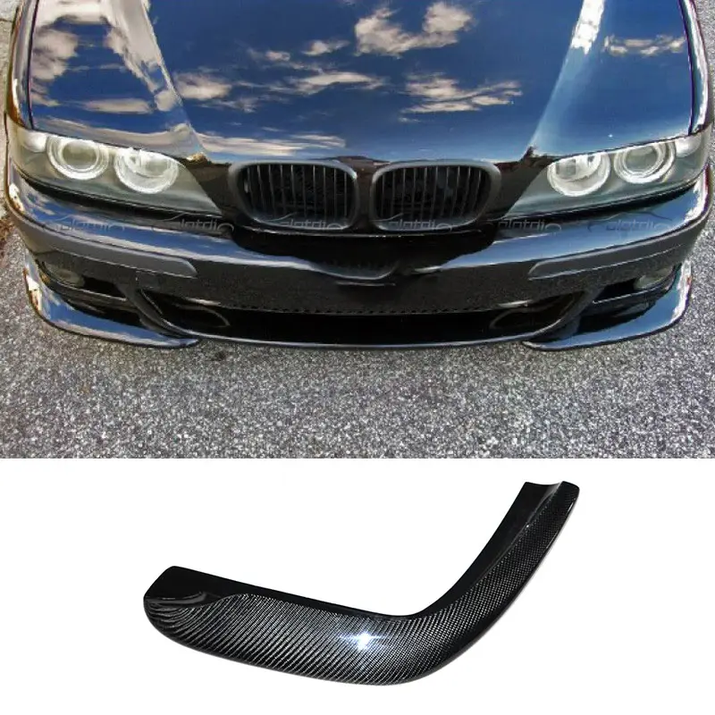 Pedang Karbon Tipe A Bumper Depan Bibir Rocker Sayap Pemisah Tutup Botol untuk BMW E39 M5 Dagu Spoiler 1995 +