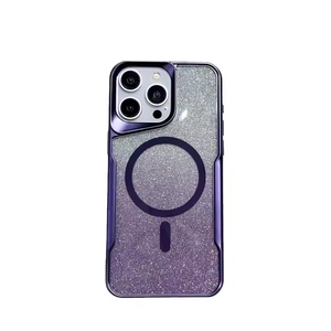 Funda de teléfono a prueba de golpes de Tpu suave transparente electrochapada para Iphone 15 14 13 12 16 Plus Pro Max funda trasera de teléfono con purpurina magnética - Product Image 5