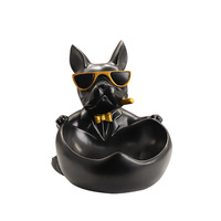 Sculpture de bouledogue français en résine unique et créative, design Art Déco fait à la main avec revêtement pour la décoration de bureau, rangement de clés, cadeau d'anniversaire