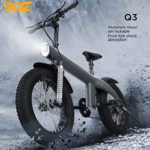 Q3 750w Powerful Ebike Shimano 7 Speed Gear 20mph 20inch Electric Fat Tire E Bike for Adults Lithium Battery 48V Gray Silver XC