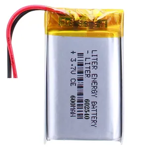 Hot selling wholesale 3.7 volt 600mAh lithium ion lipo battery 602540 for camera