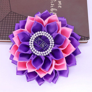 Kualitas beberapa kelopak Satin dihiasi lucu ungu dan merah muda nada Corsage Pin Yunani Kappa Epsilon Psi bunga Sorority bros - Product Image 6