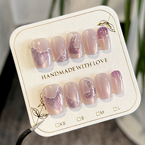 <span class=keywords><strong>Uñas</strong></span> Postizas Hechas a Mano con Diseño Brillante y Elegante en Rosa, <span class=keywords><strong>Uñas</strong></span> de Gel Removibles, Set de Manicura - Product Image 3