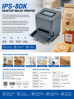 Impresora de Inyección de Tinta de Escritorio IPS-8DK para Embalaje Minorista, Productos de Regalo, Códigos QR, Codificación de Fechas