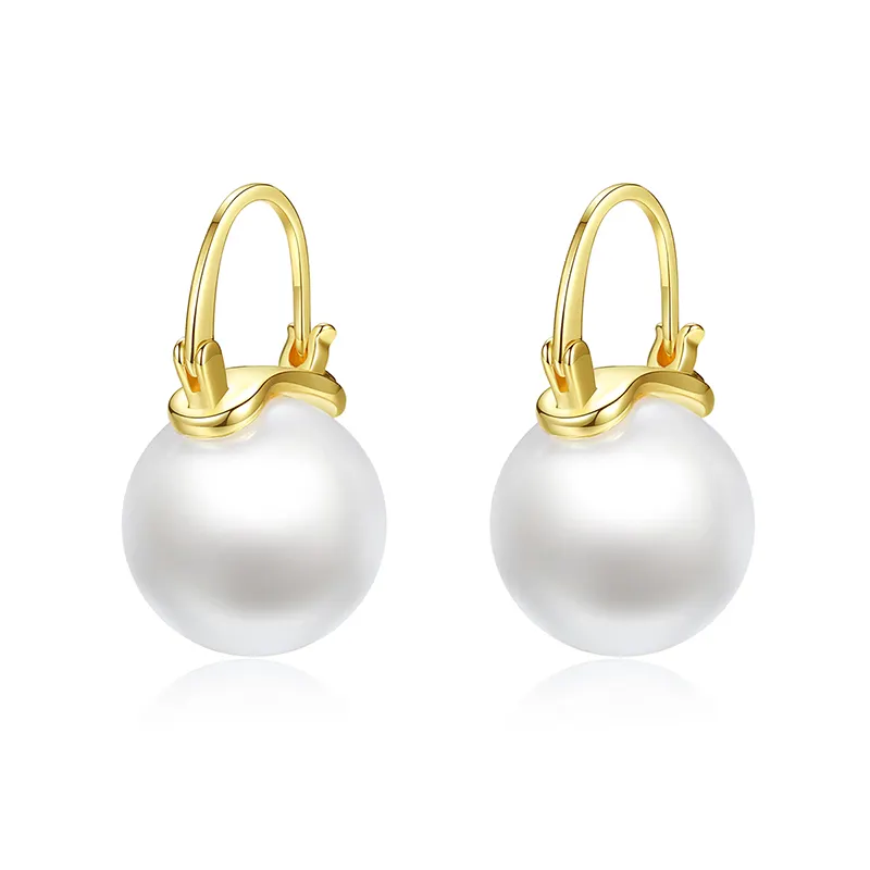 Daesar Gold Plated Earrings Womens Stud Earrings White Channel Rhinestone Earring Double Pearl Earrings