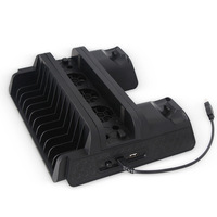 Support de Charge Vertical pour Console PS4 avec Double Chargeur, Hub USB 3 Ports, Dissipation de la Chaleur et Étagère pour Jeux