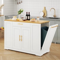 Chariot à chariot d'îlot de cuisine en bois massif MDF personnalisé îlot de cuisine mobile gris