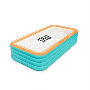 Piscine gonflable Bluebeach 125,2 pouces, PVC 4 couches, pour extérieur, jardin, fête, bordure orange - Product Image 1