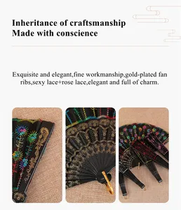 Fashion Cloth Peacock Pattern Sequins+PP Hot Stamping Plastic Bone+Tassel Handfan Nice Sex Lace Hand Fan For Wedding Gift