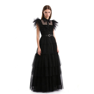 Robe de princesse pour enfants Wednesday Addams, tulle noir, costume de cosplay, 8-13 ans, printemps 2025 - Product Image 5