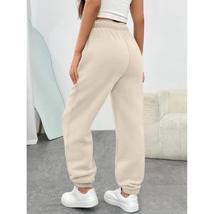 Pantalones deportivos de mujer de cintura alta, de forro polar, con bolsillos, longitud regular, cómodos para estar en casa, para invierno y otoño, ropa deportiva. - Product Image 5