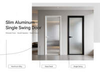 Porte intérieure battante en aluminium sur mesure, porte de séparation de pièce en verre gris teinté