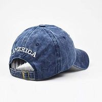 Gorra de Béisbol Deportiva Unisex Estructurada con Bordado de la Bandera Americana - Lavada, Ajustable, 90% Algodón, 10% Poliéster
