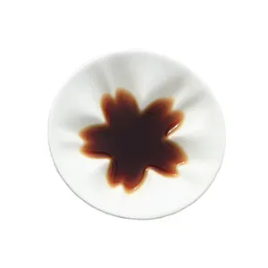 Cherry Flower Ceramic Soy Sauce Dipping Dish Porcelain Sushi Sauce Plate With Bud Chipstickers Holder