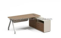 Bureau de direction moderne en bois en forme de L extensible avec pieds en métal, mobilier commercial