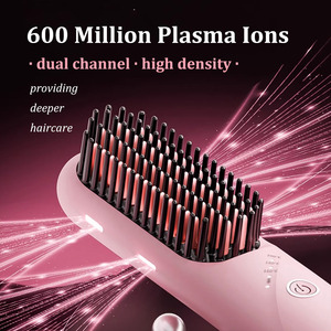 <span class=keywords><strong>Brosse</strong></span> à cheveux électrique pour des cheveux lisses et soyeux rapidement, lisseur chauffant sans fil, <span class=keywords><strong>brosse</strong></span> lissante électrique professionnelle - Product Image 4