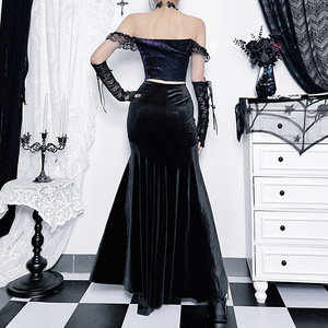 Nueva moda chica Falda larga de Halloween Slim Fit falda gótica oscura Sexy miércoles <span class=keywords><strong>Addams</strong></span> Wrap glúteos falda de cola de pez para mujeres - Product Image 5
